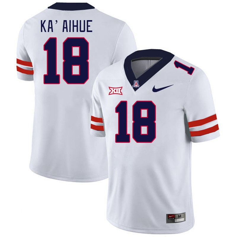 Men #18 Kamuela Ka'aihue Arizona Wildcats Big 12 Conference College Football Jerseys Stitched-White